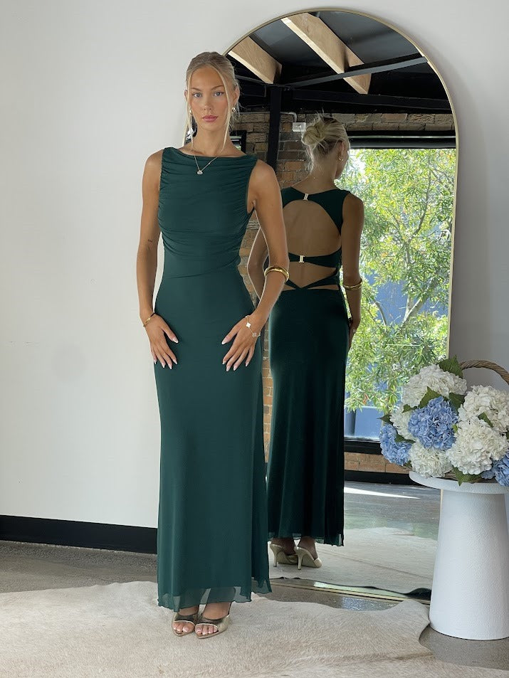 WISTERIA DRESS - Forest green