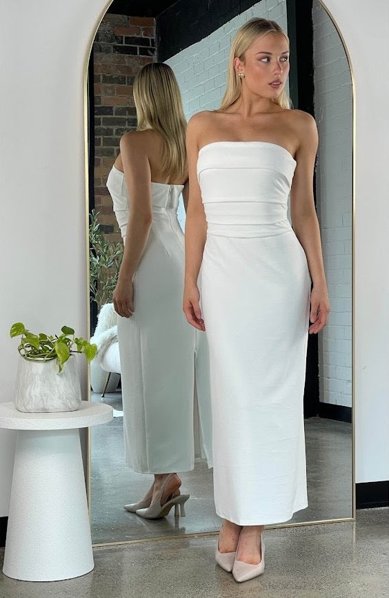 VIVITA STRAPLESS DRESS - White