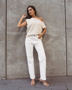 BRODIE ASYM KNIT TOP - White