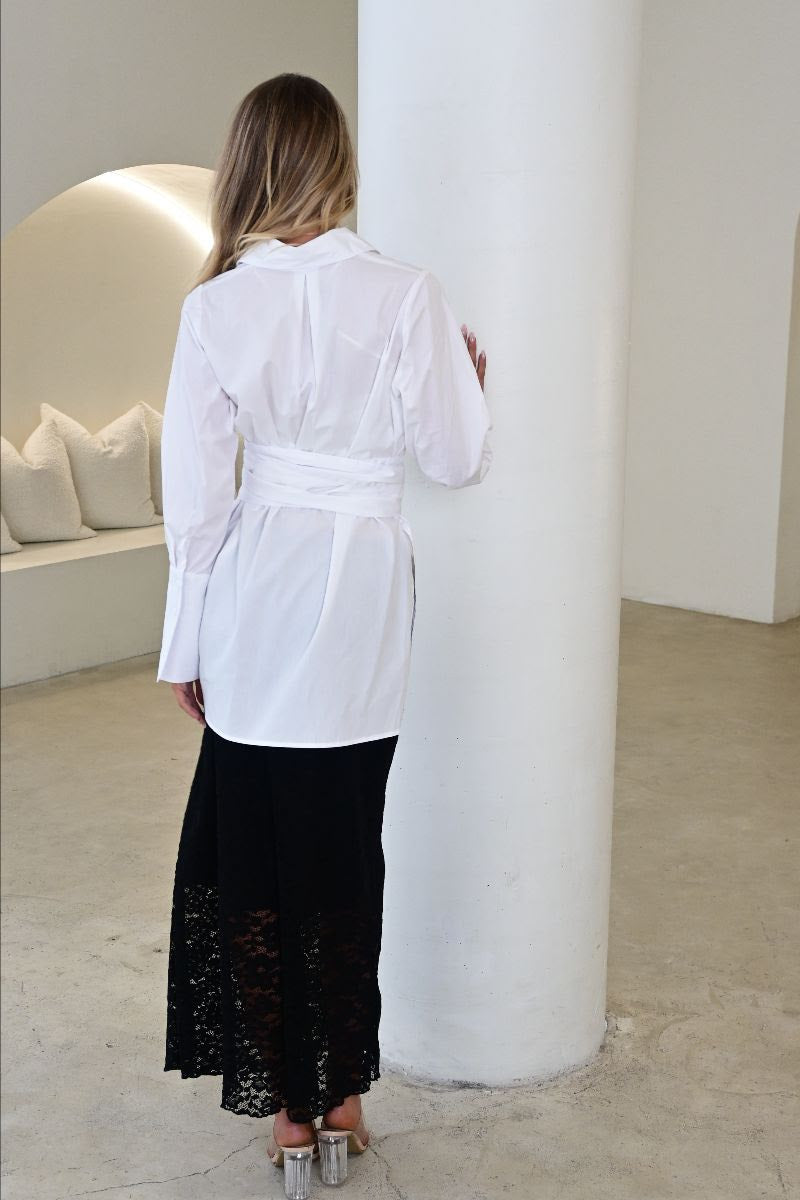 OPAL COTTON TIE UP SHIRT - White