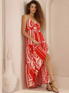 AMARA DRESS - Red/White