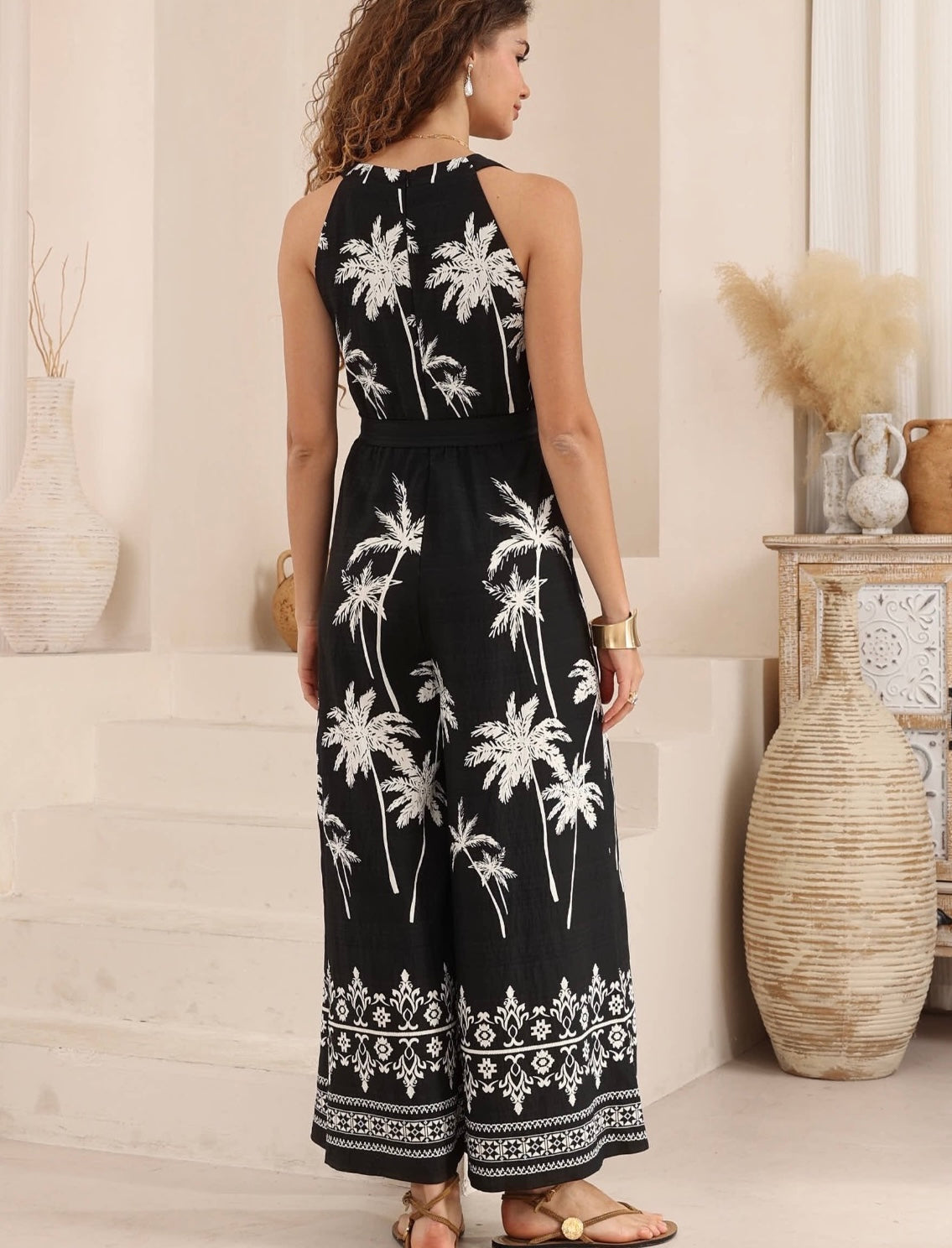 INDIRA JUMPSUIT - Black Palms