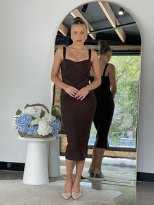 ZEYA BANDAGE DRESS - Chocolate