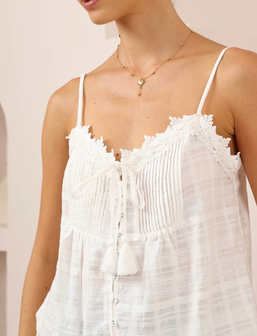 BRINLEY COTTON LACE TOP - White