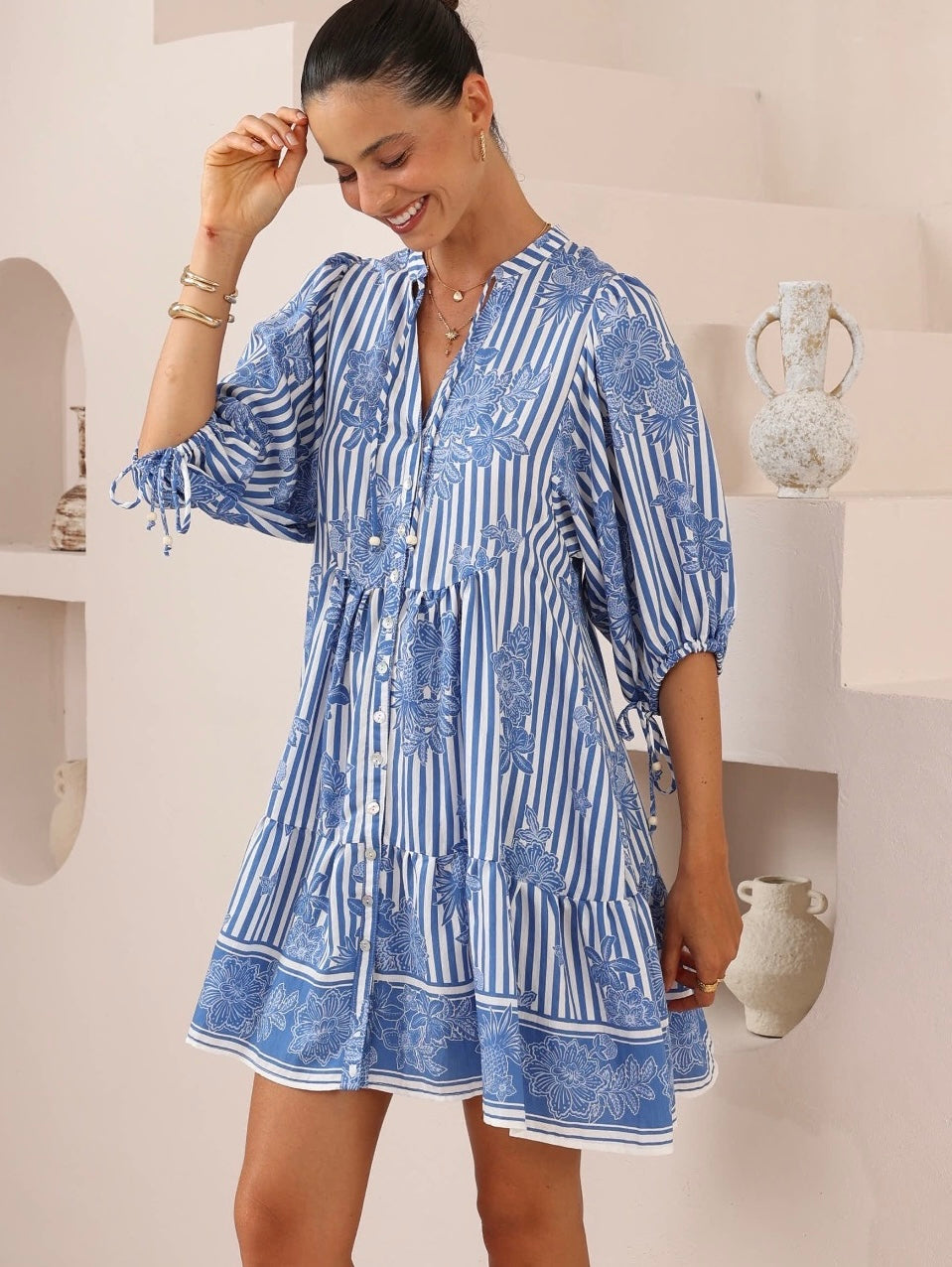 TAHLIA DRESS - Blue stripe