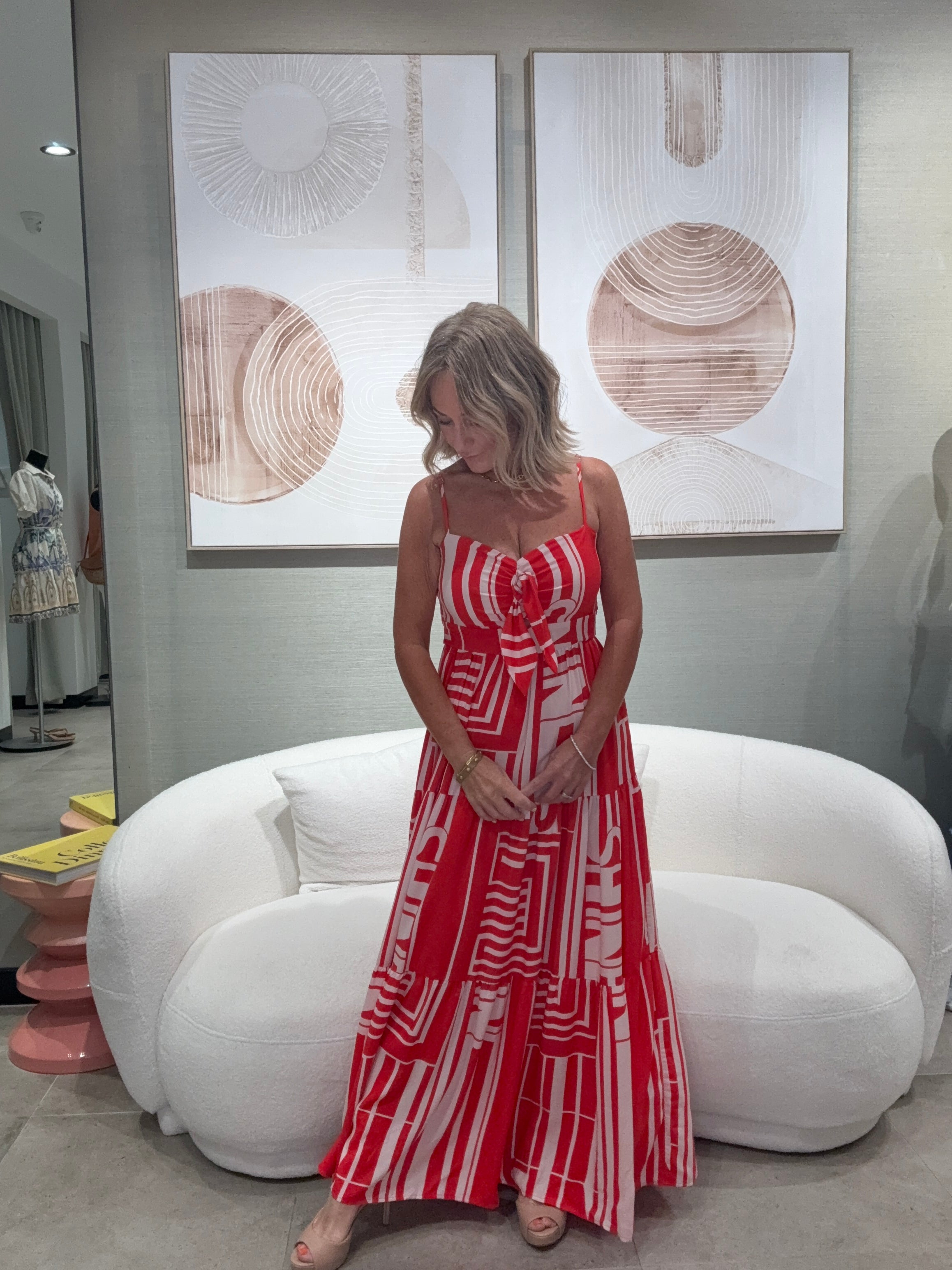 AMARA DRESS - Red/White