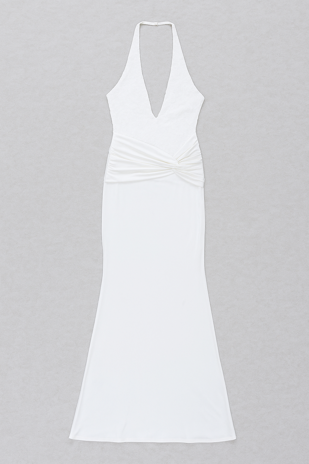 ELIANA PLUNGE HALTER DRESS - White