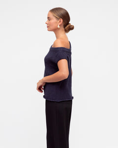 BRODIE ASYM KNIT TOP - Navy