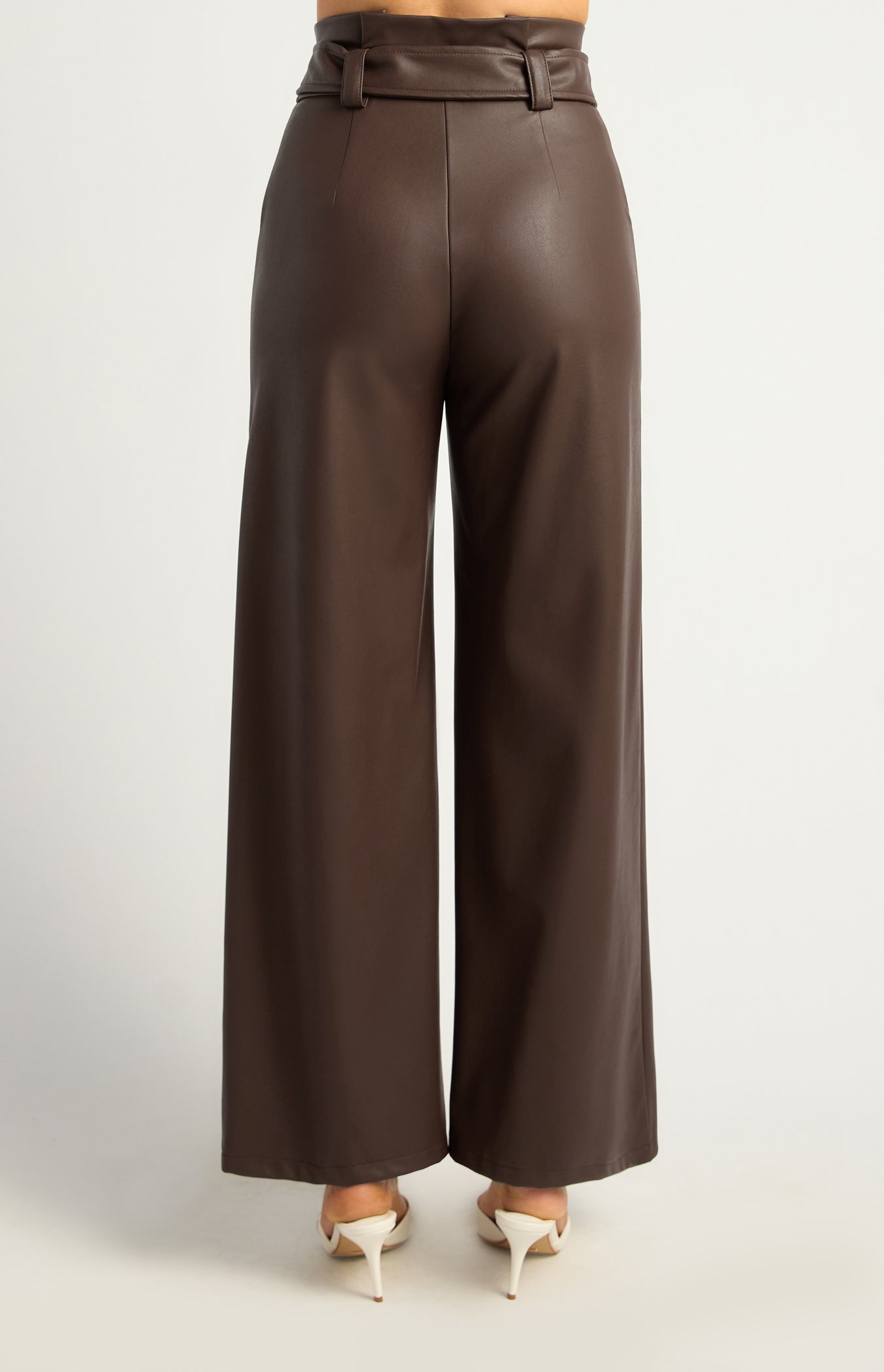 HAYMISH FAUX LEATHER PANTS - Espresso
