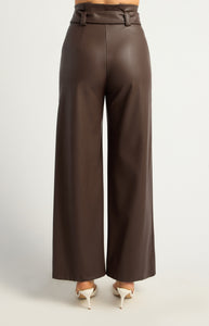 HAYMISH FAUX LEATHER PANTS - Espresso