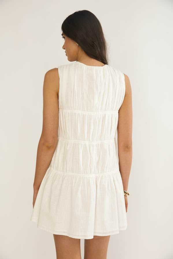 REESE TIERED MINI DRESS - White
