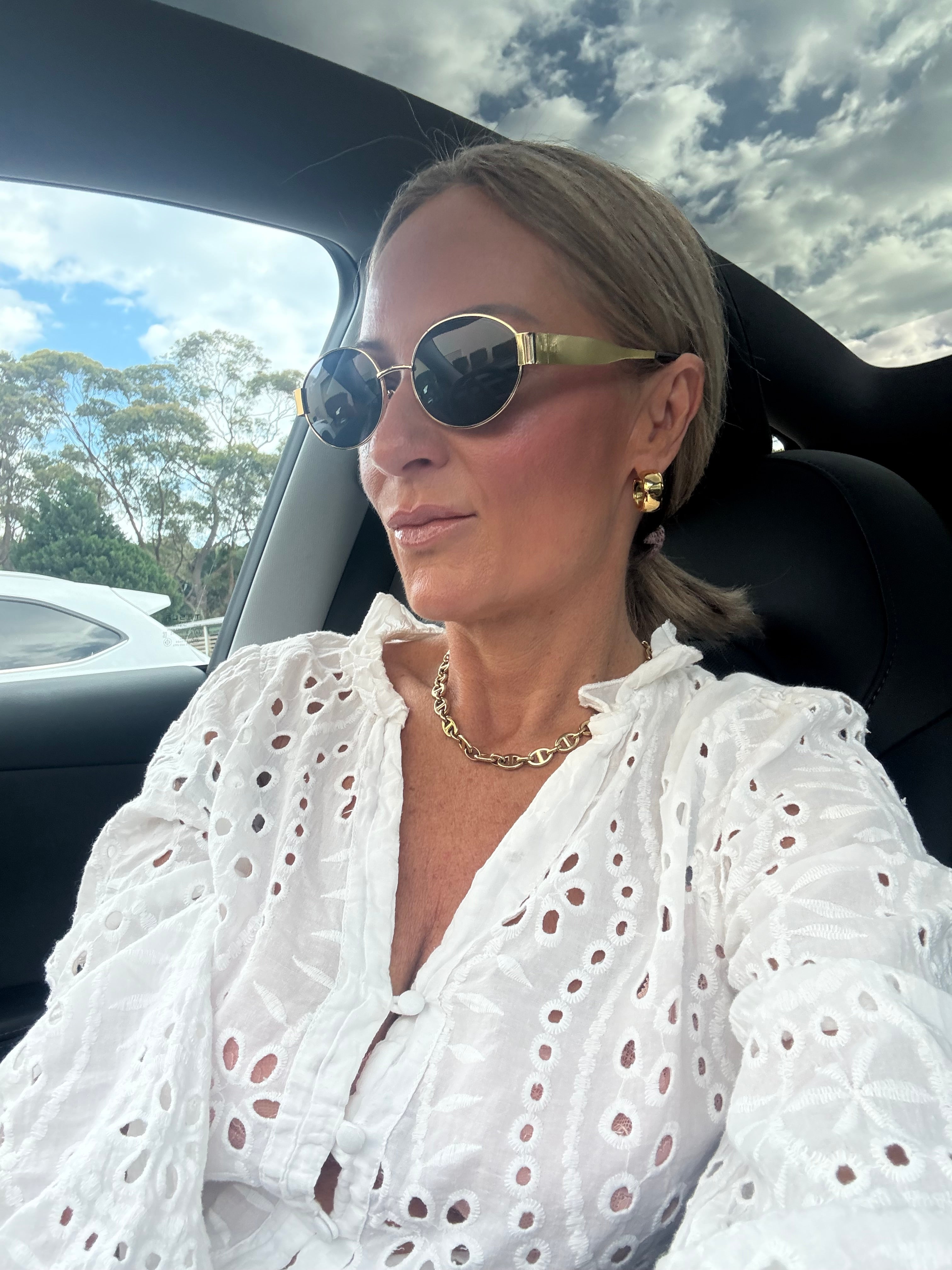 LENA METAL FRAME SUNGLASSES - Gold Noir