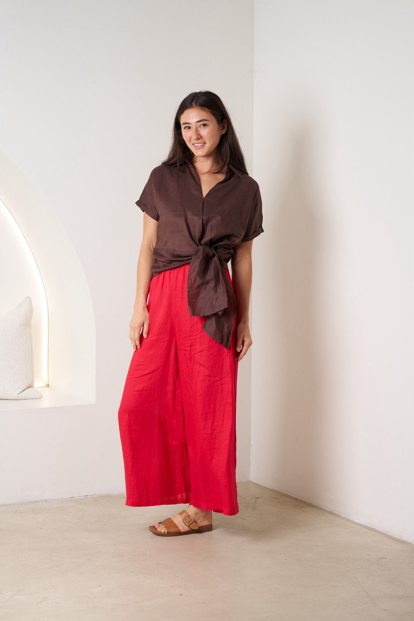 GUS LINEN SHIRT - Chocolate