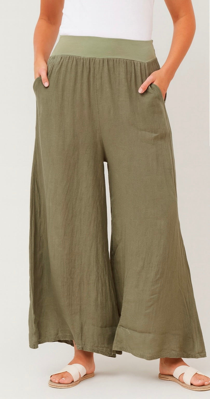 KORA LINEN PANTS - Khaki