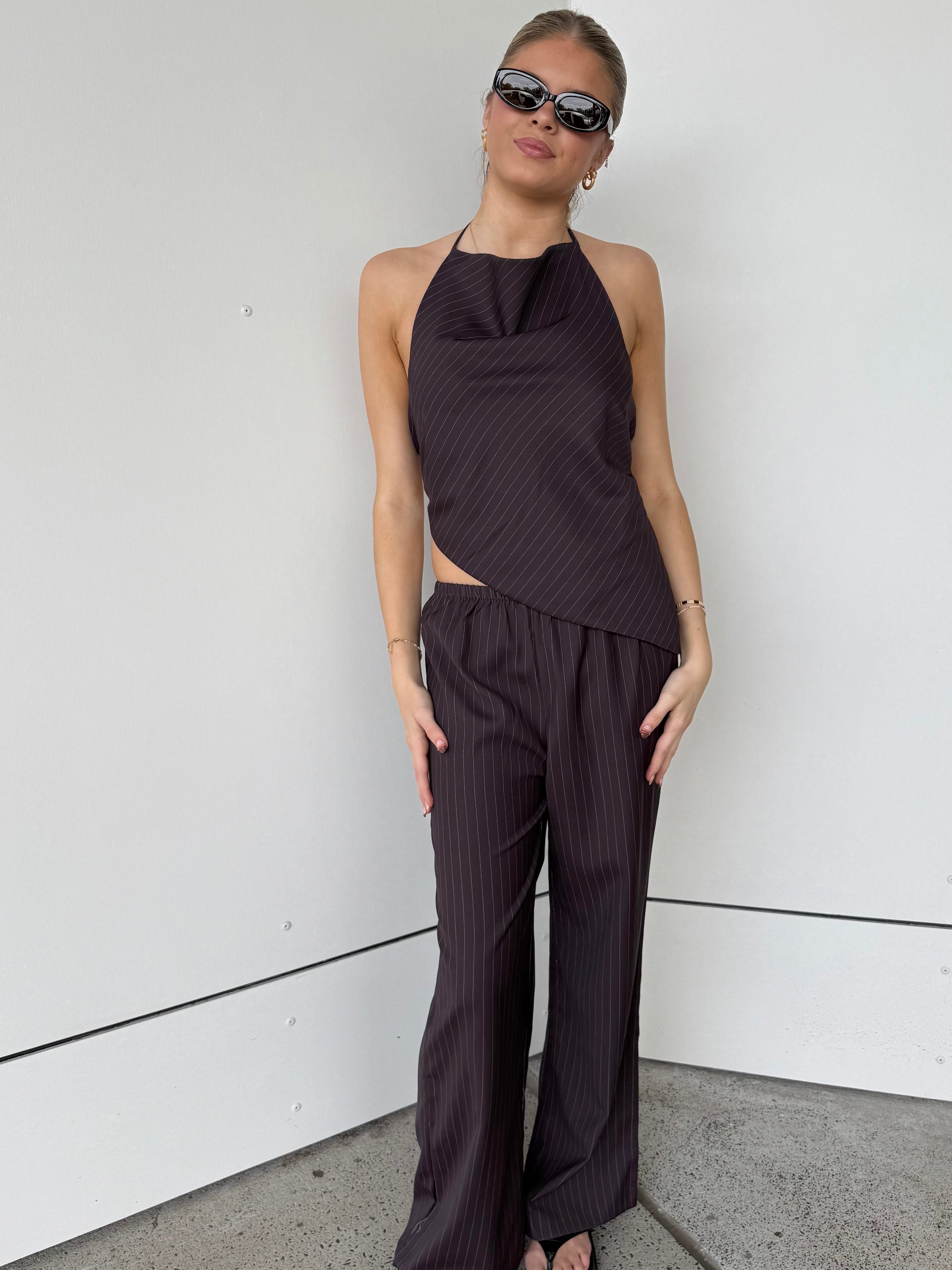 DAIJA PINSTRIPE PANT - Chocolate