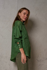 JESSICA LINEN SHIRT - Fern Green