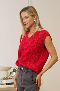 TARA KNIT VEST - Red