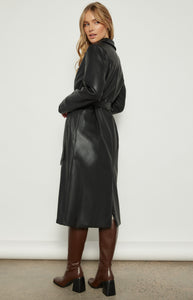 ANIRA FAUX LEATHER COAT - Black