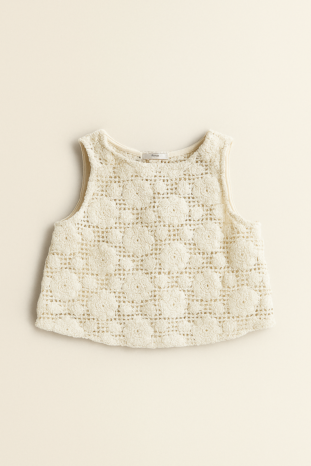 ANDY CROCHET COTTON TOP - Natural beige