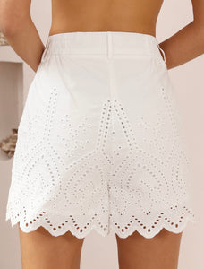 ALAYA COTTON SHORTS - White