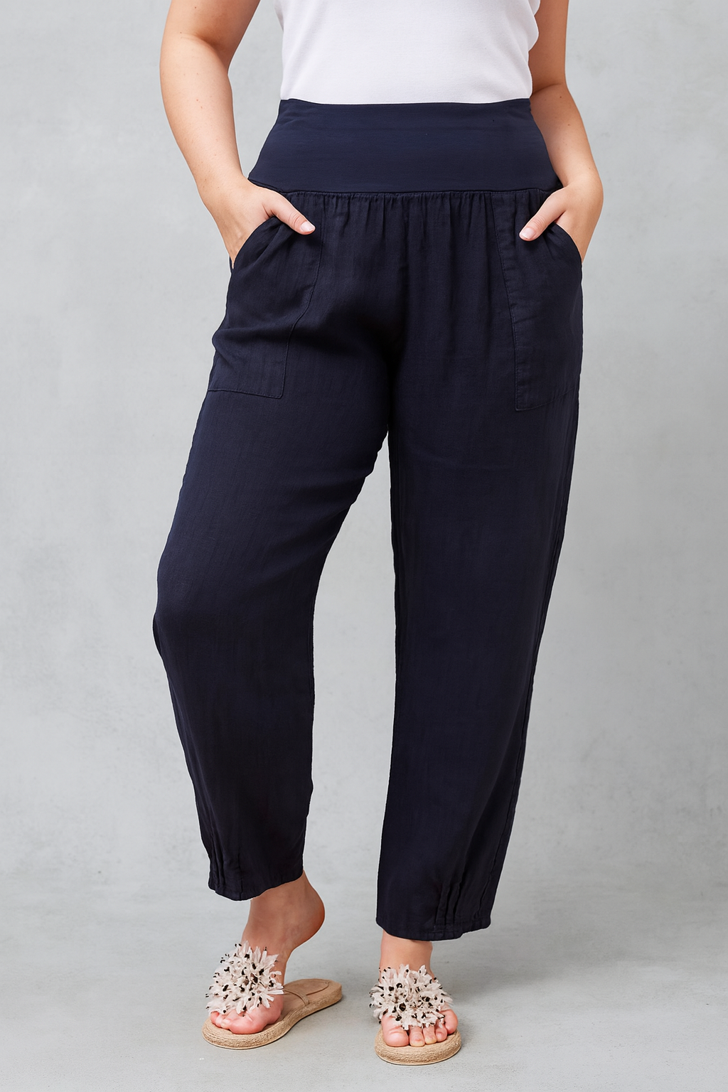 LUNA LINEN PANTS - Navy