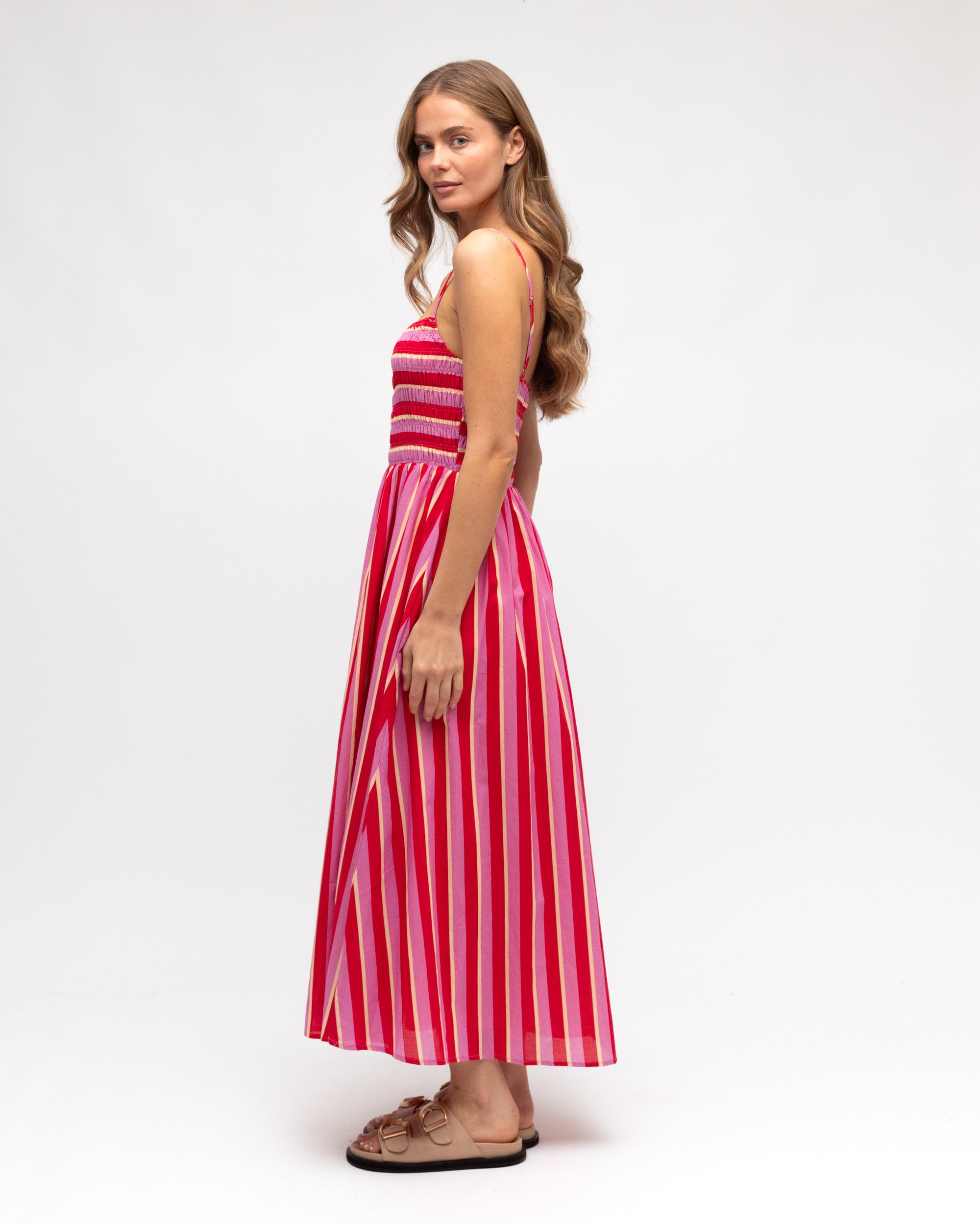LENATA STRIPE MIDI DRESS