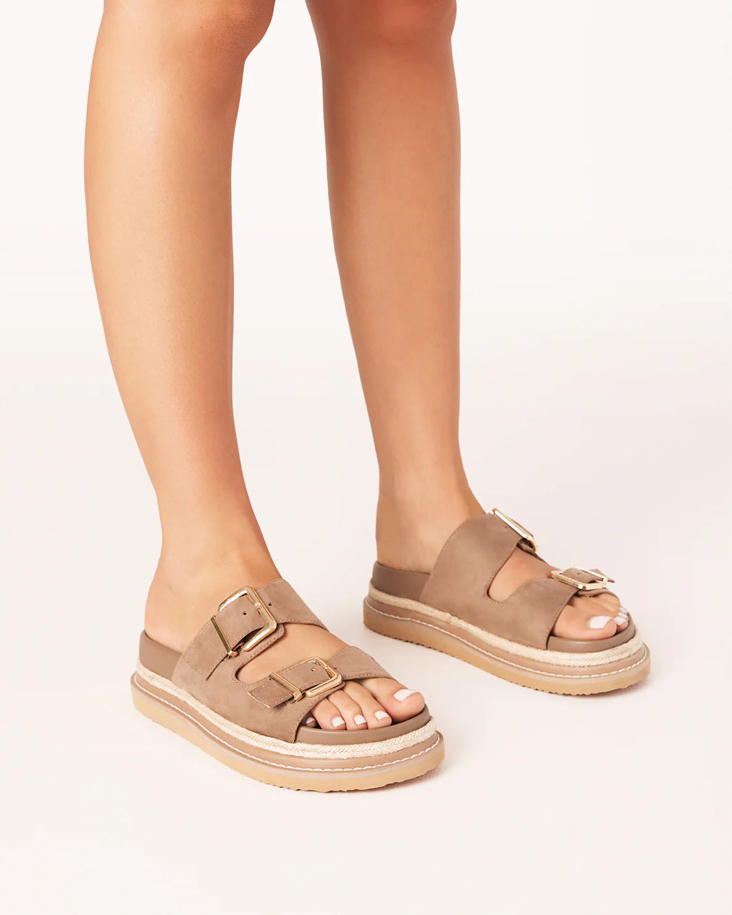BILLINI ALDER PLATFORM SLIDE - Fawn Suede