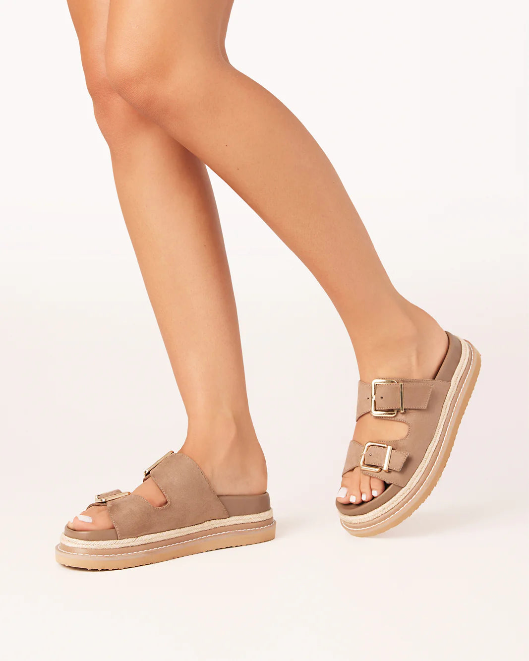 BILLINI ALDER PLATFORM SLIDE - Fawn Suede