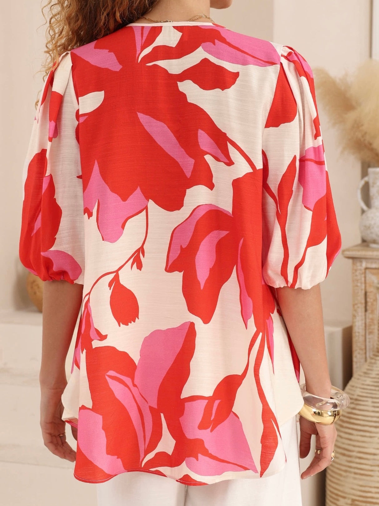 IRINA TOP - Red floral