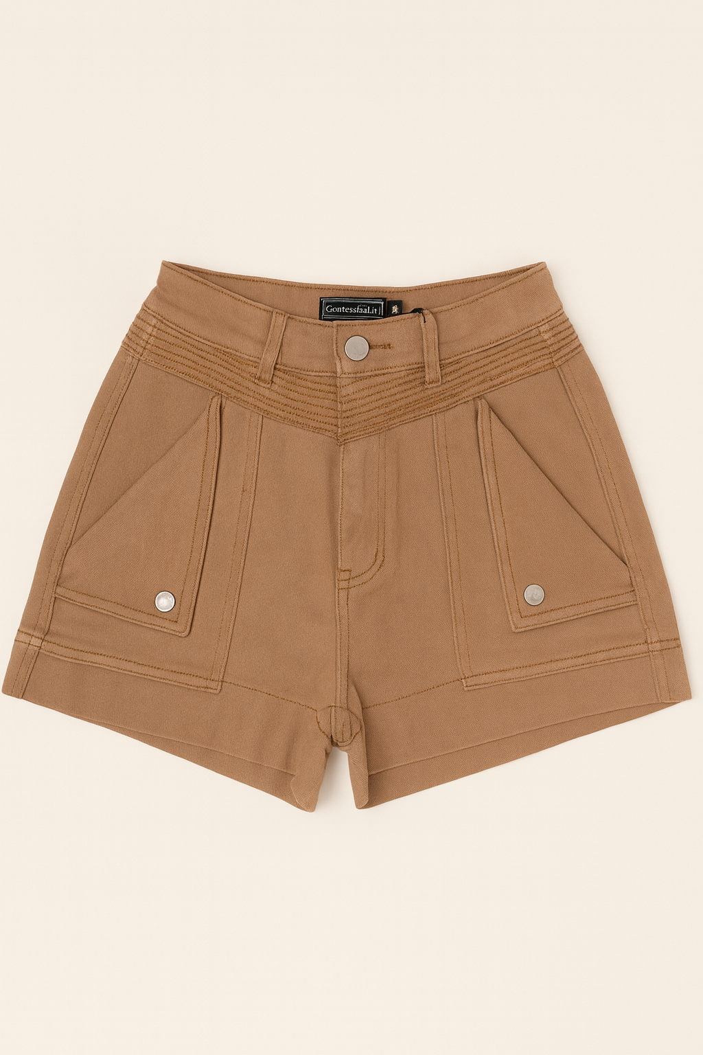 JOSEPHINE DENIM SHORTS - Brown