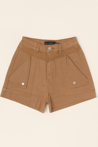 JOSEPHINE DENIM SHORTS - Brown