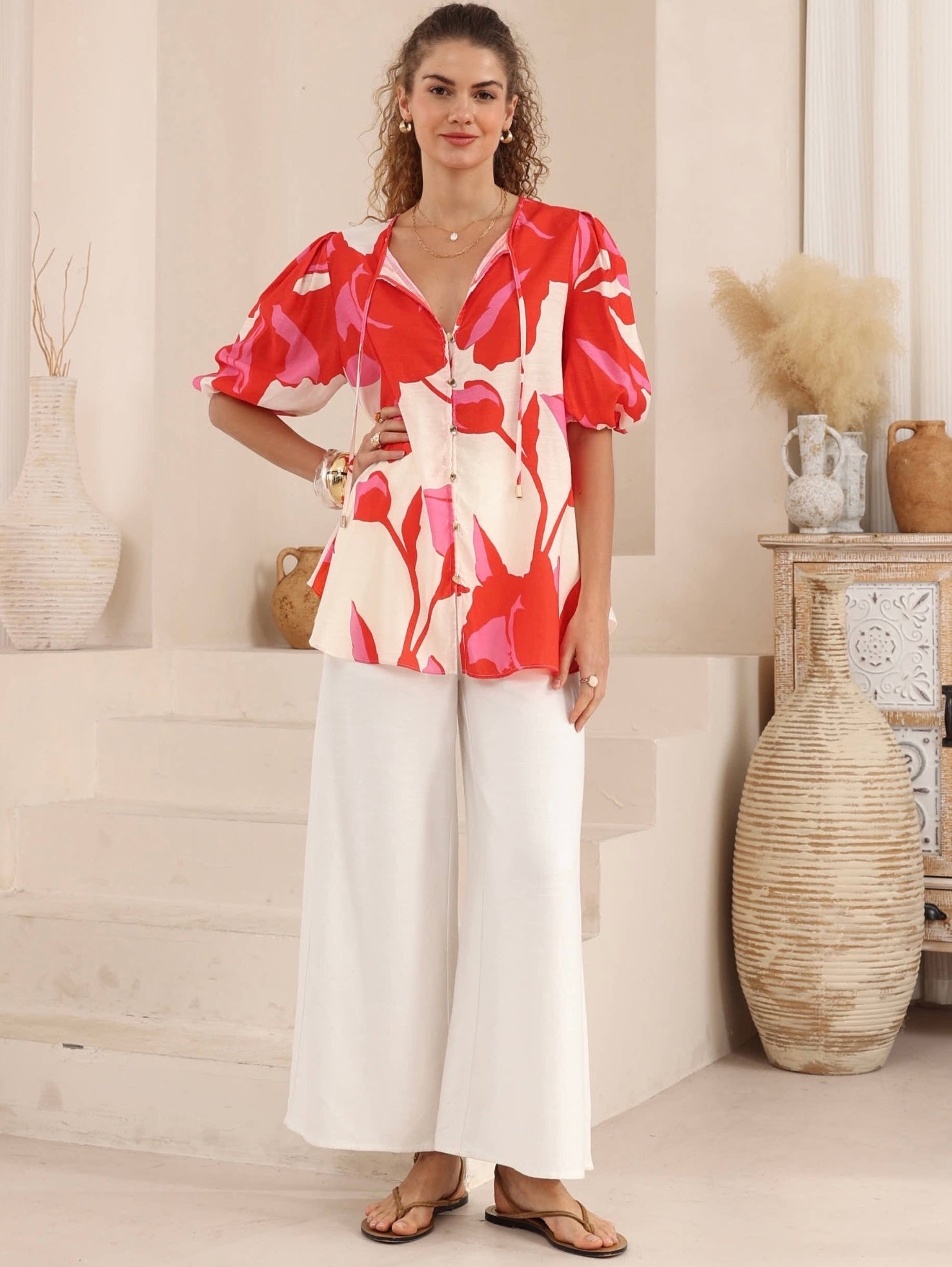 IRINA TOP - Red floral