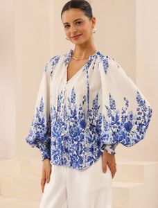 NIAMA LONG SLEEVE TOP - Blue Print