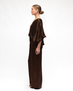 RUBY SATIN TOP - Chocolate