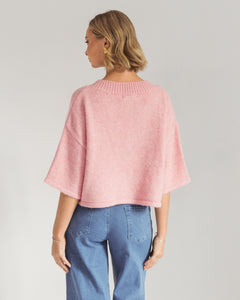 VONNIE CROPPED KNIT CARDIGAN - Pink