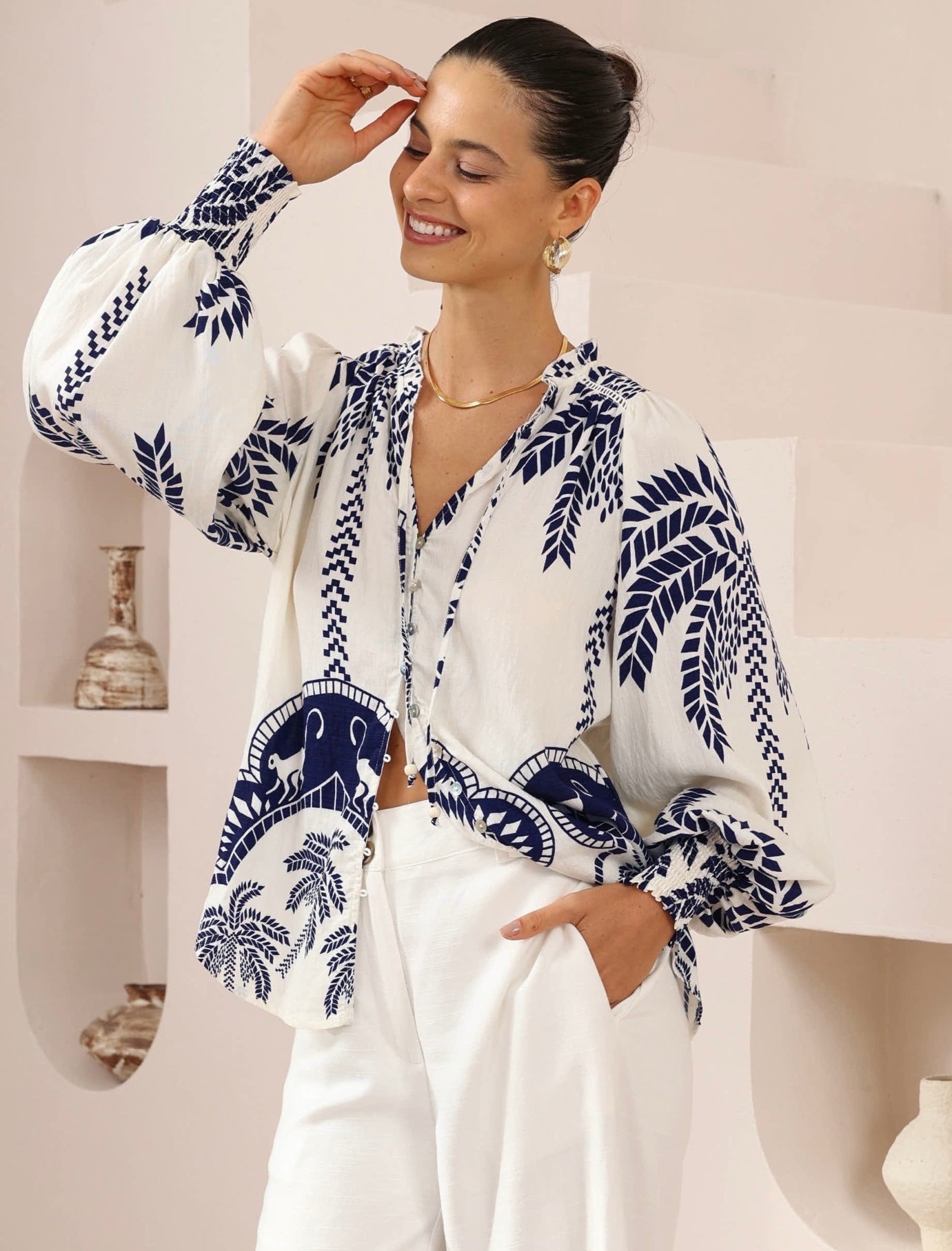 NIAMA TOP NAVY WHITE