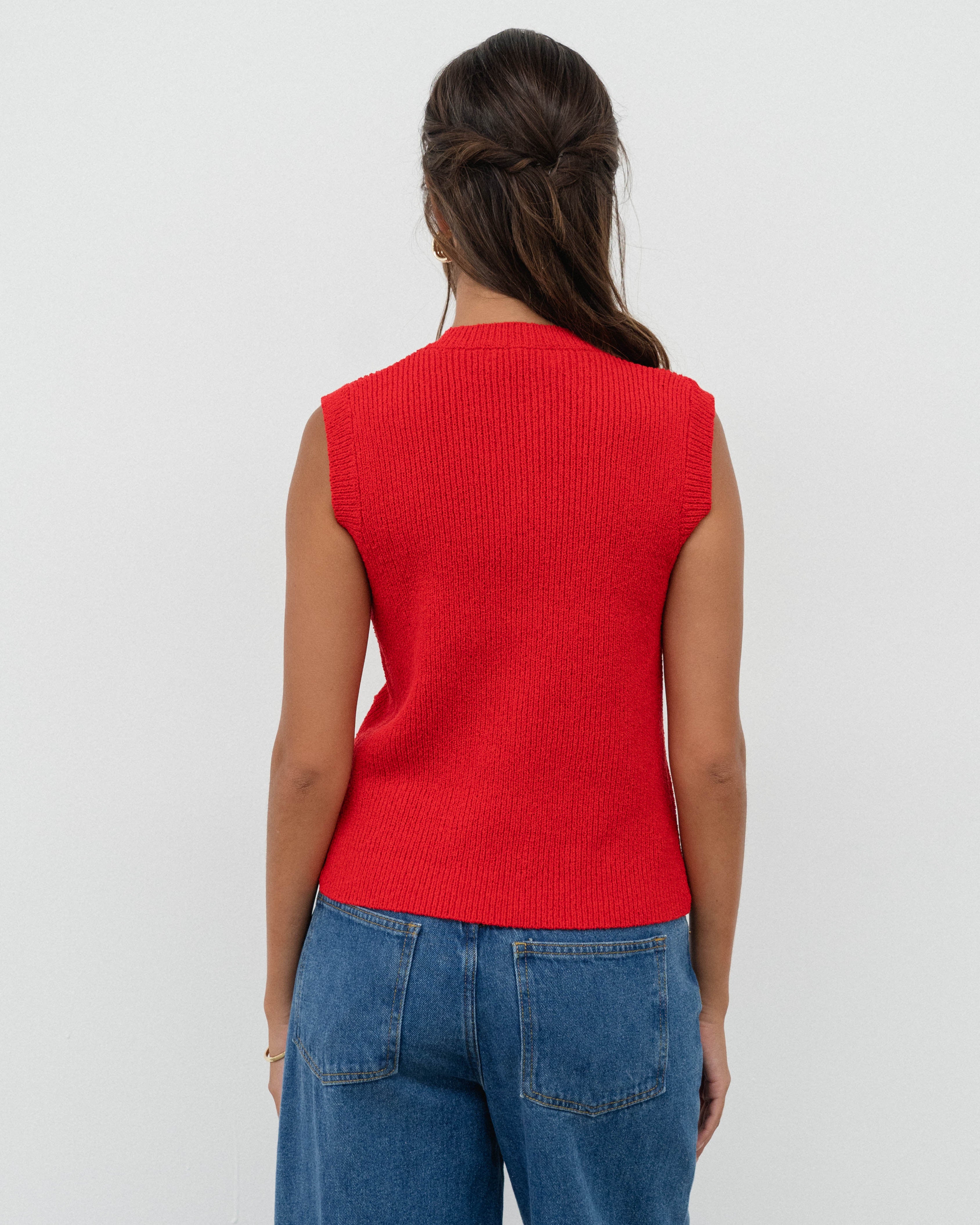 ELA KNIT VEST - Red