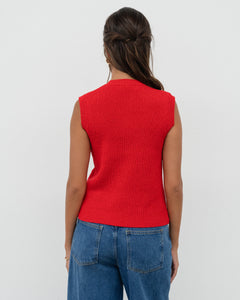 ELA KNIT VEST - Red