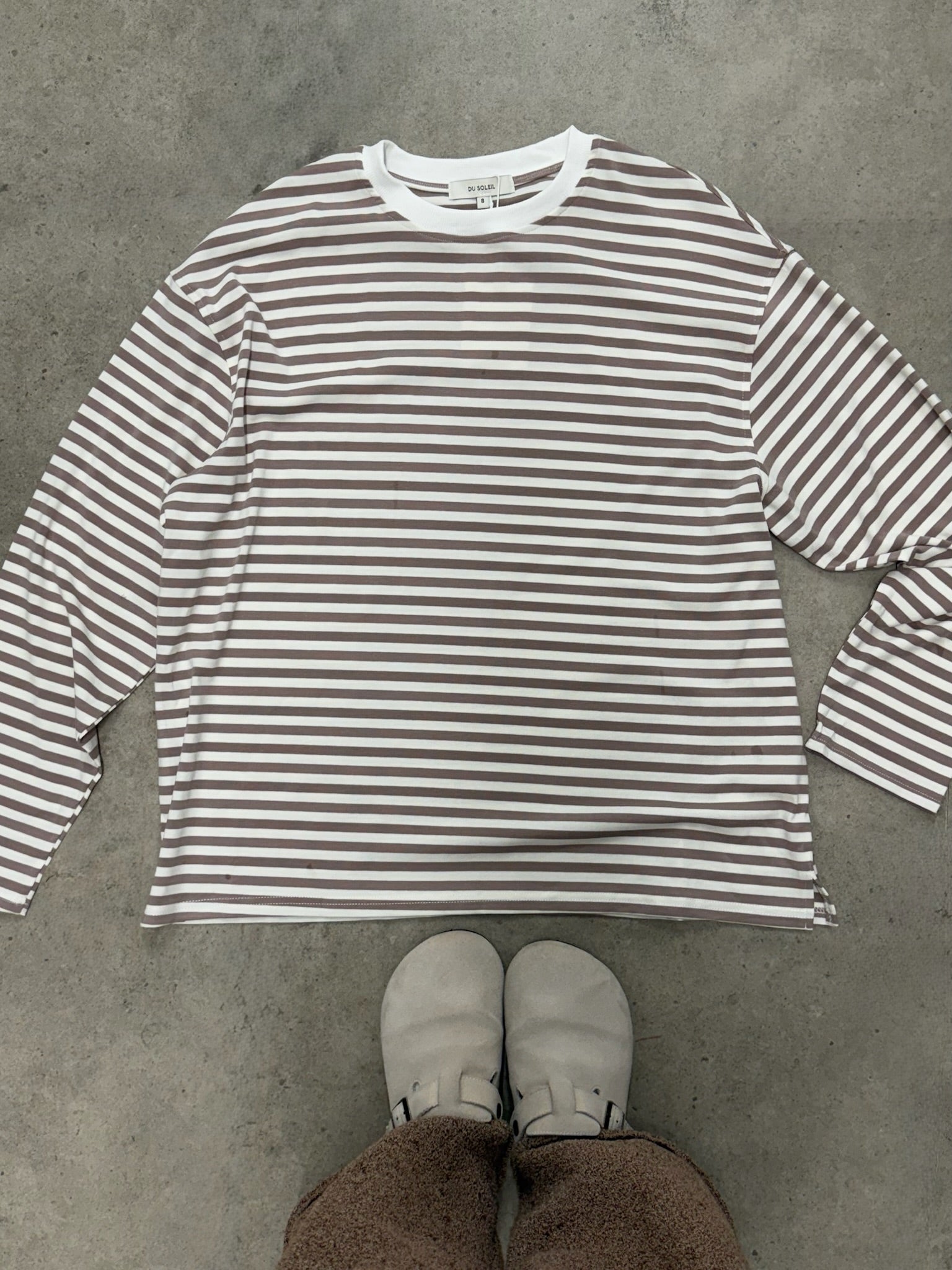 COASTAL LINES LONG SLEEVE TOP - Latte