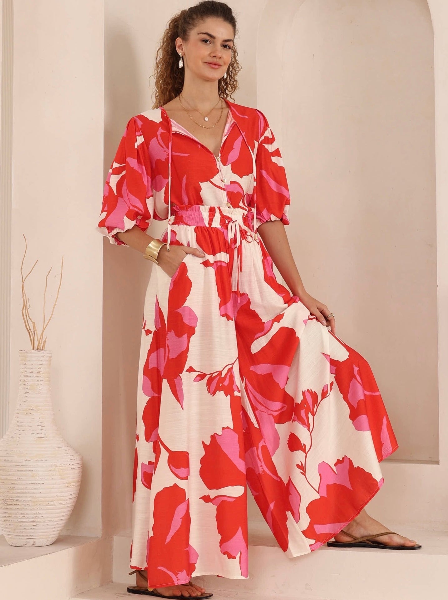 IRINA TOP - Red floral