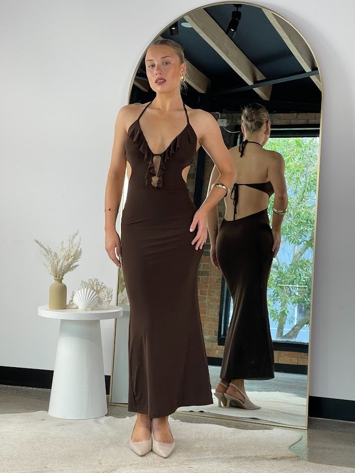 FRANCIS MESH  DRESS - Choc
