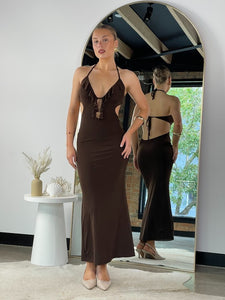 FRANCIS MESH  DRESS - Choc