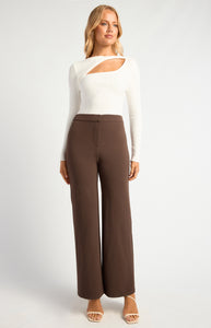 KARAH STRAIGHT LEG PANTS - Chocolate