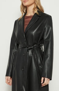 ANIRA FAUX LEATHER COAT - Black