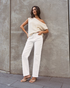 BRODIE ASYM KNIT TOP - White
