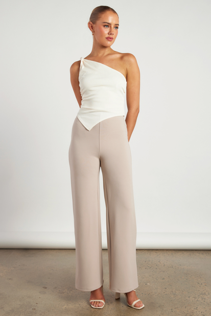 LENI WIDE LEG PANT - Stone