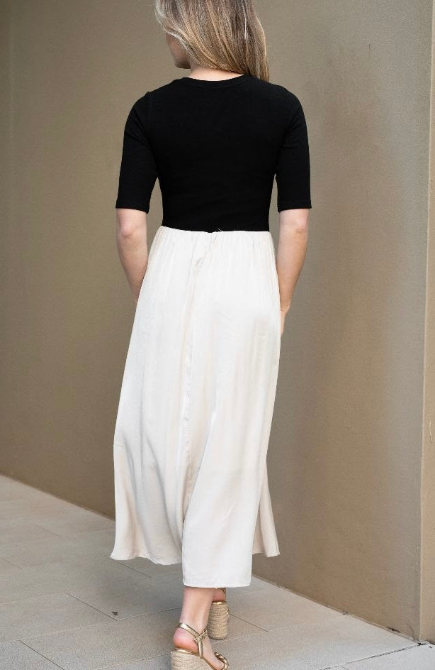 AUDREY CONTRAST MIDI DRESS