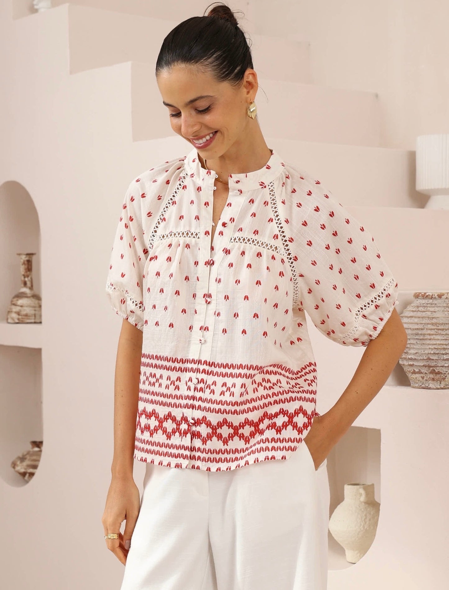 CALIFORNIA TOP - white red
