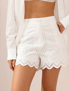 ALAYA COTTON SHORTS - White