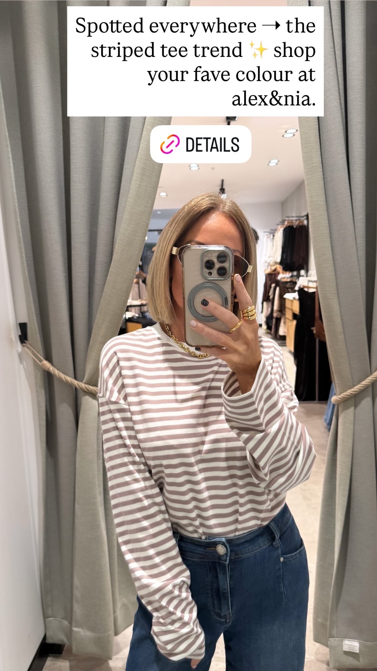 COASTAL LINES LONG SLEEVE TOP - Latte